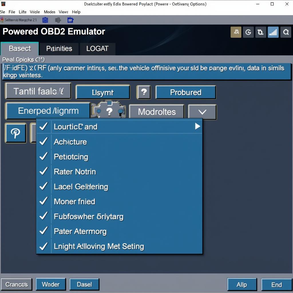 Screenshot of a powered OBD2 emulator software interface