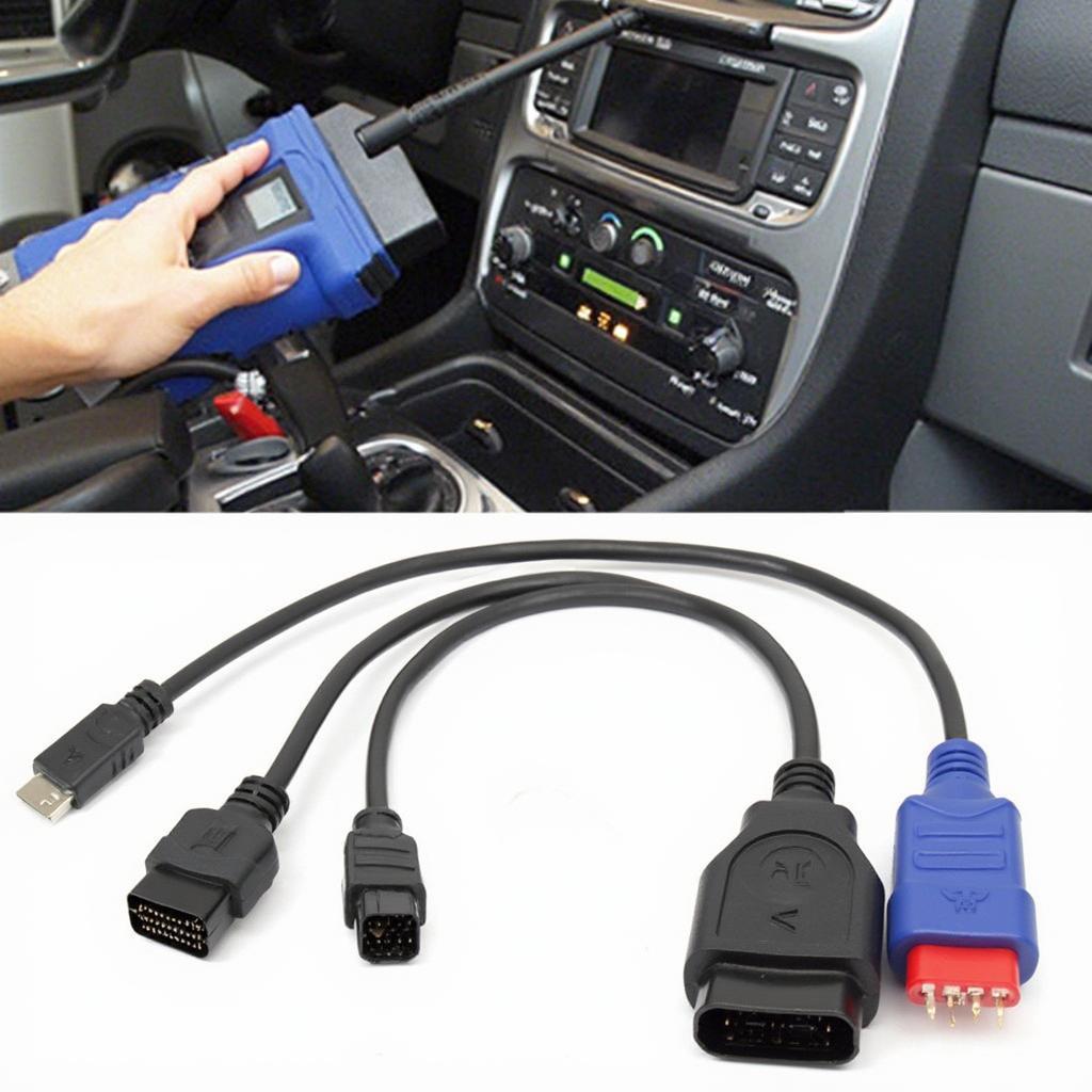 OBD2 extension cable connected to a scanner