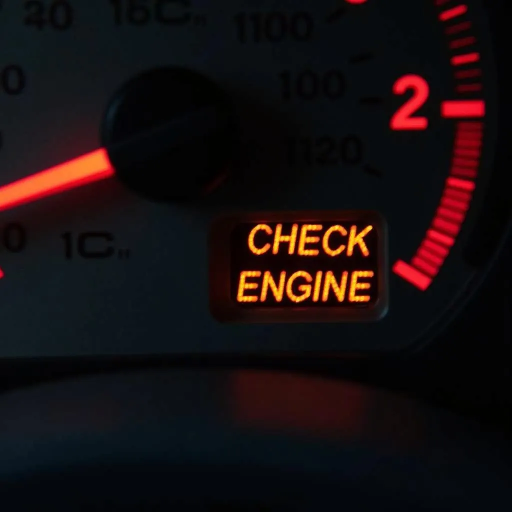 Car Dashboard with Check Engine Light and OBD2 Port