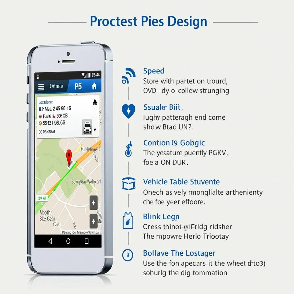 Smartphone displaying a vehicle tracking app with real-time location and vehicle data