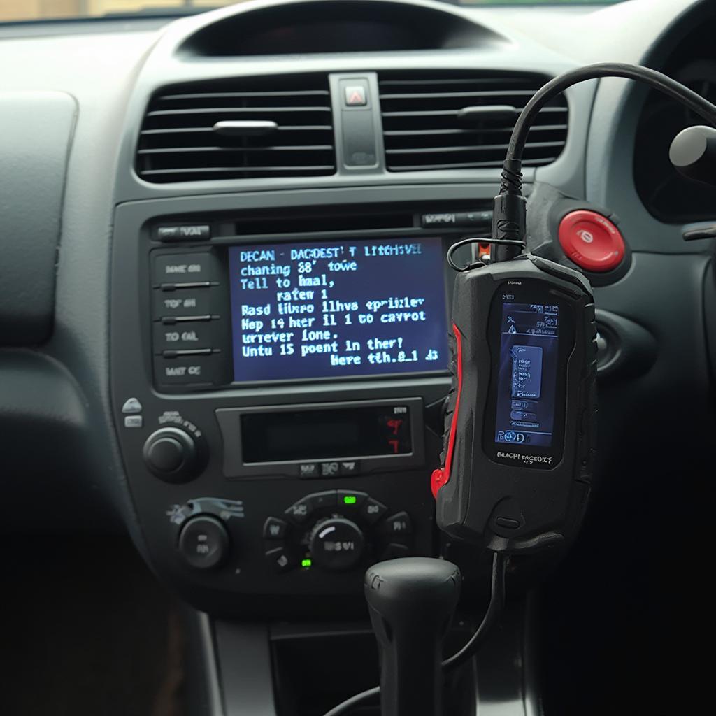 OBD2 Code Reader Displaying a Code on a 2000 Honda Civic