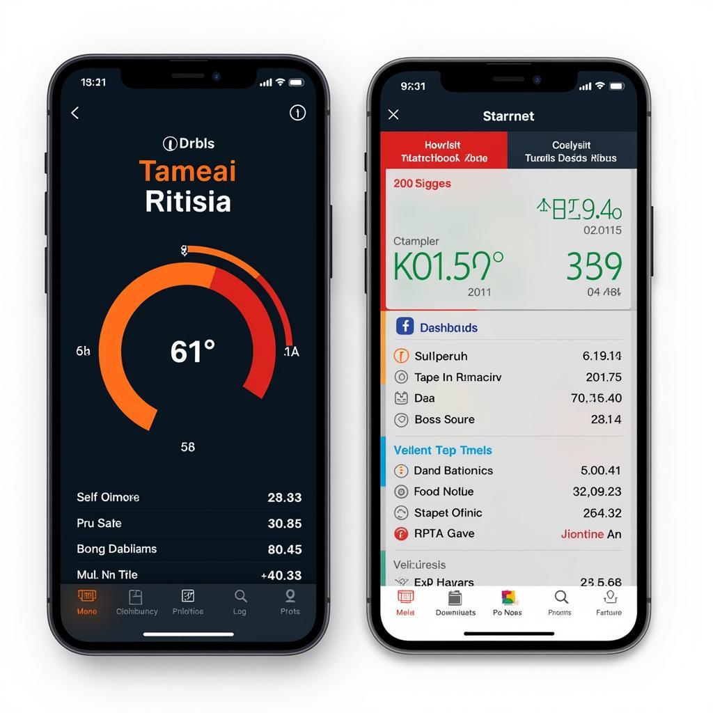 OBD2 iOS app dashboard showing real-time data