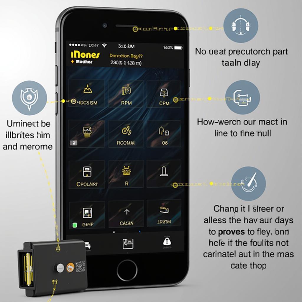 Screenshot of an OBD2 iPhone reader app interface.