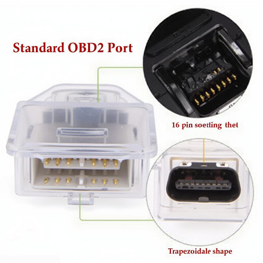 Close-up view of a standard OBD2 port connector