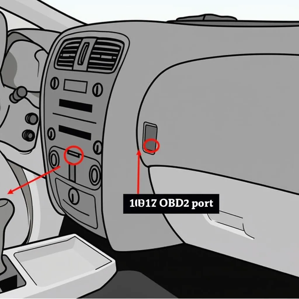 2017 Car with OBD2 Port Highlighted