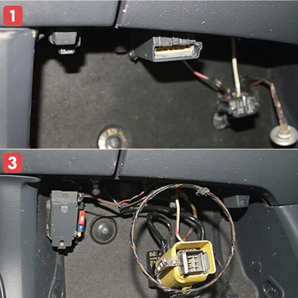 Location of the OBD2 Port Under the Dashboard of a Volkswagen Passat