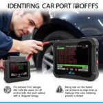 Mechanic using OBD2 port reader to diagnose car problems