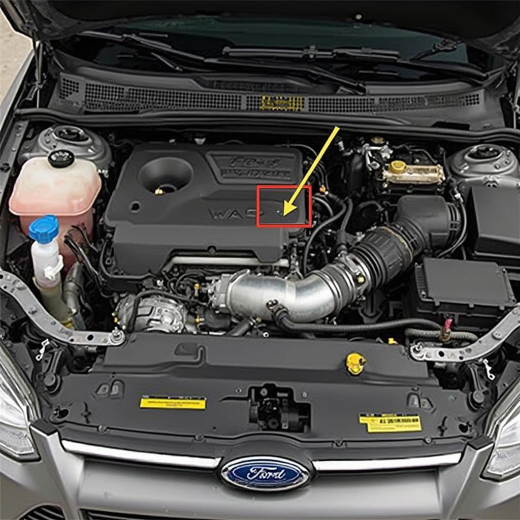 Ford Engine Bay Highlighting ECU Location