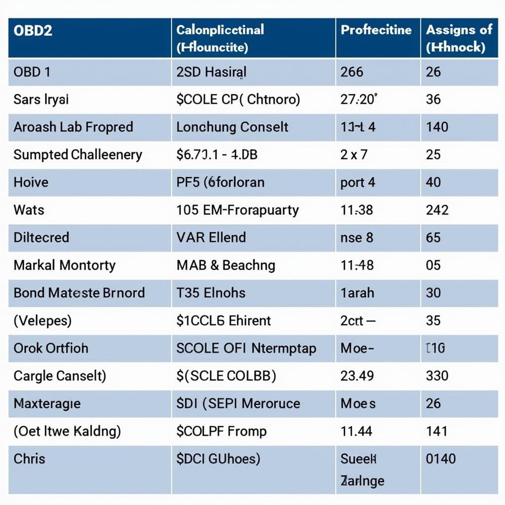 OBD2 Protocols Table