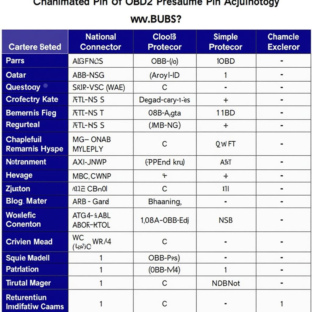 OBD2 Protocols Chart