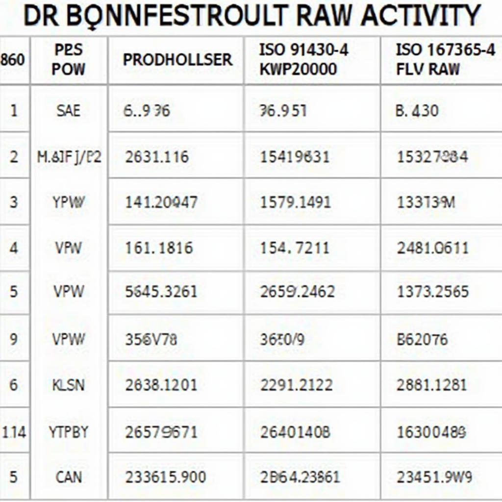 OBD2 Protocols Chart