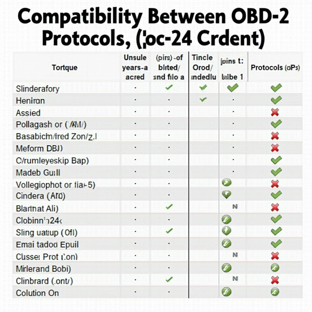 OBD2 Protocols Compatibility Chart