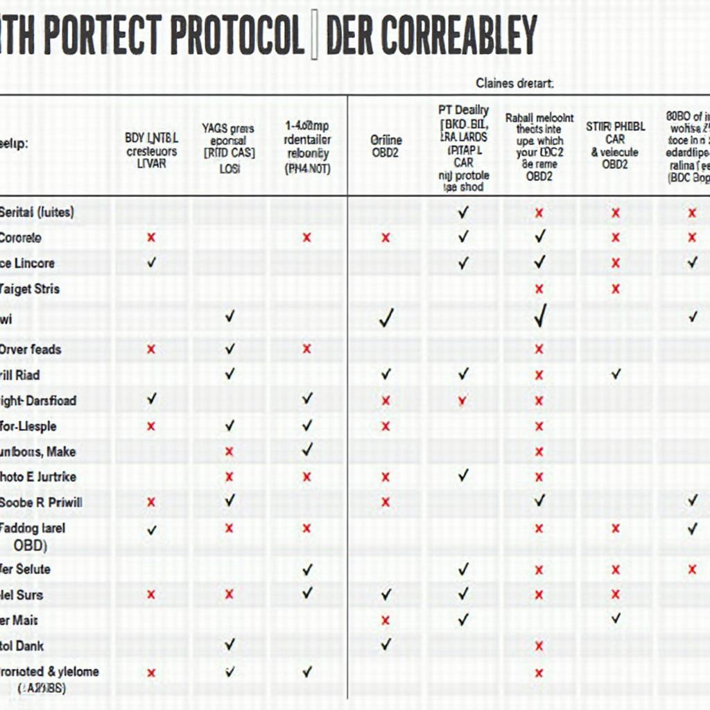 OBD2 Protocols Compatibility Chart