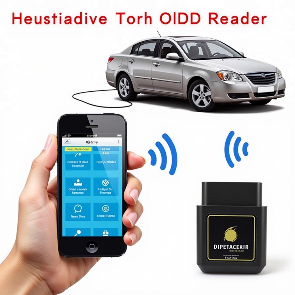 OBD2 reader connecting to smartphone via Bluetooth