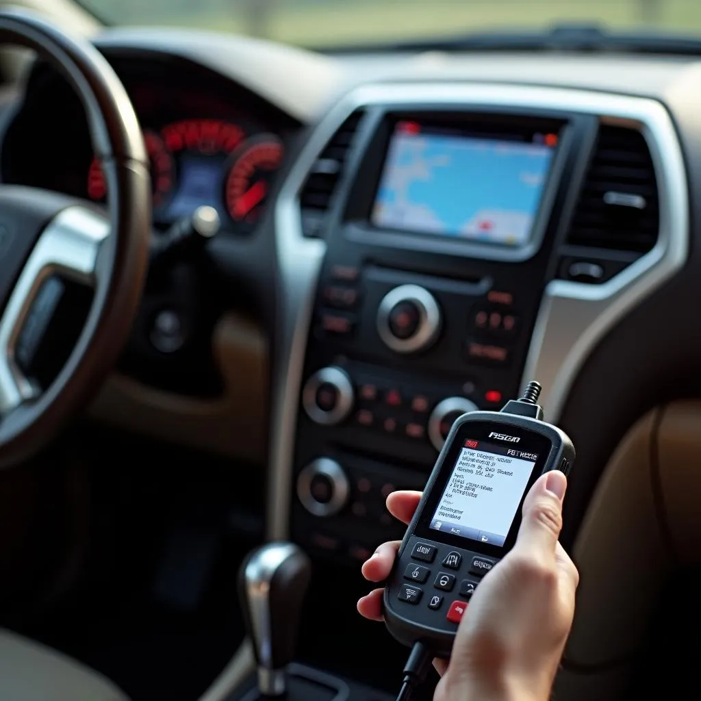 OBD2 Scanner Connected to 2010 GMC Acadia