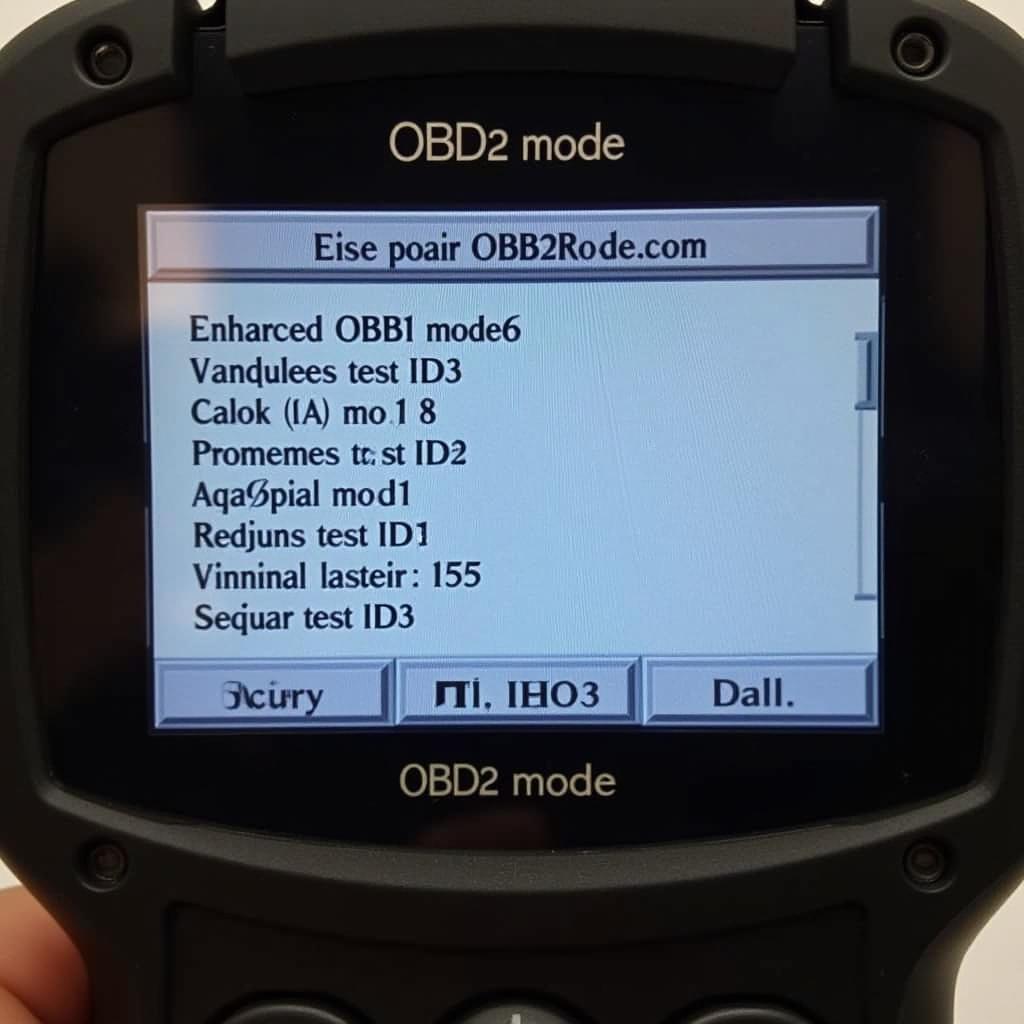 OBD2 Scanner Displaying Mode 6 Options