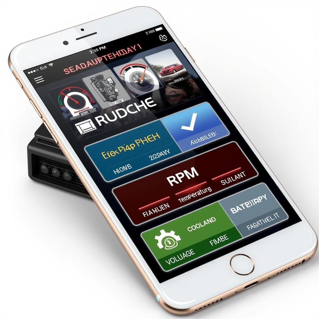 Smartphone displaying OBD2 scanner app dashboard