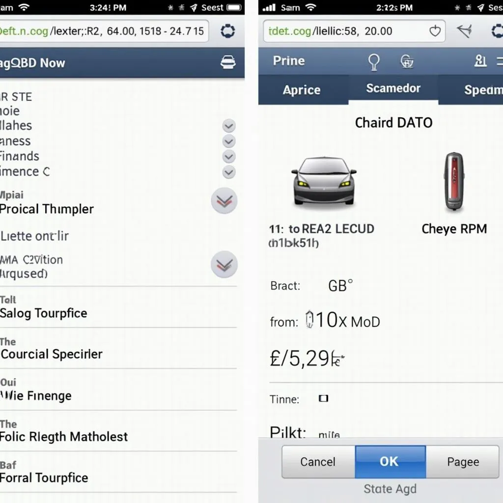 OBD2 Scanner App Interface with Car Data