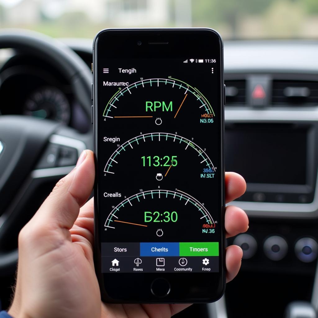 OBD2 Scanner App Displaying Engine Data