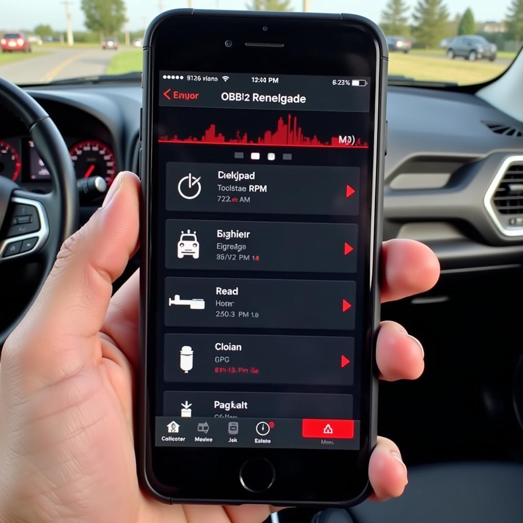 OBD2 App Displaying Vehicle Data