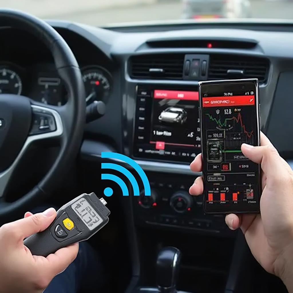 OBD2 Scanner Bluetooth App Displaying Data on Smartphone