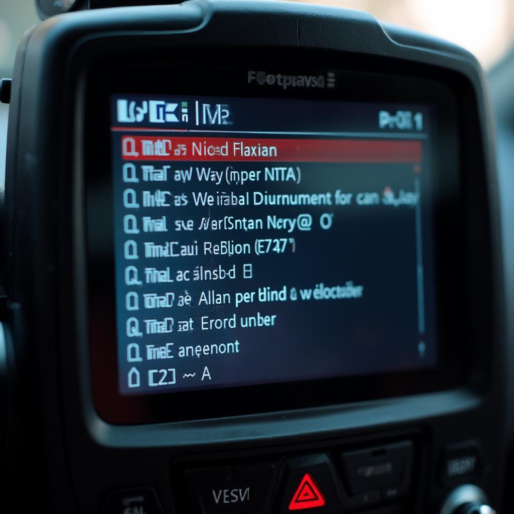 OBD2 scanner displaying error codes