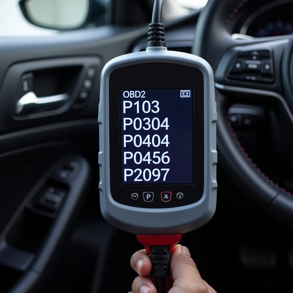 OBD2 Scanner Displaying Error Codes