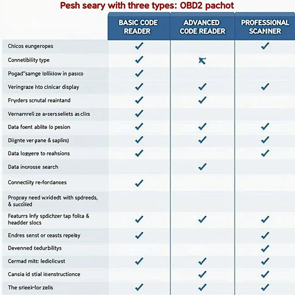 OBD2 Scanner Comparison Chart