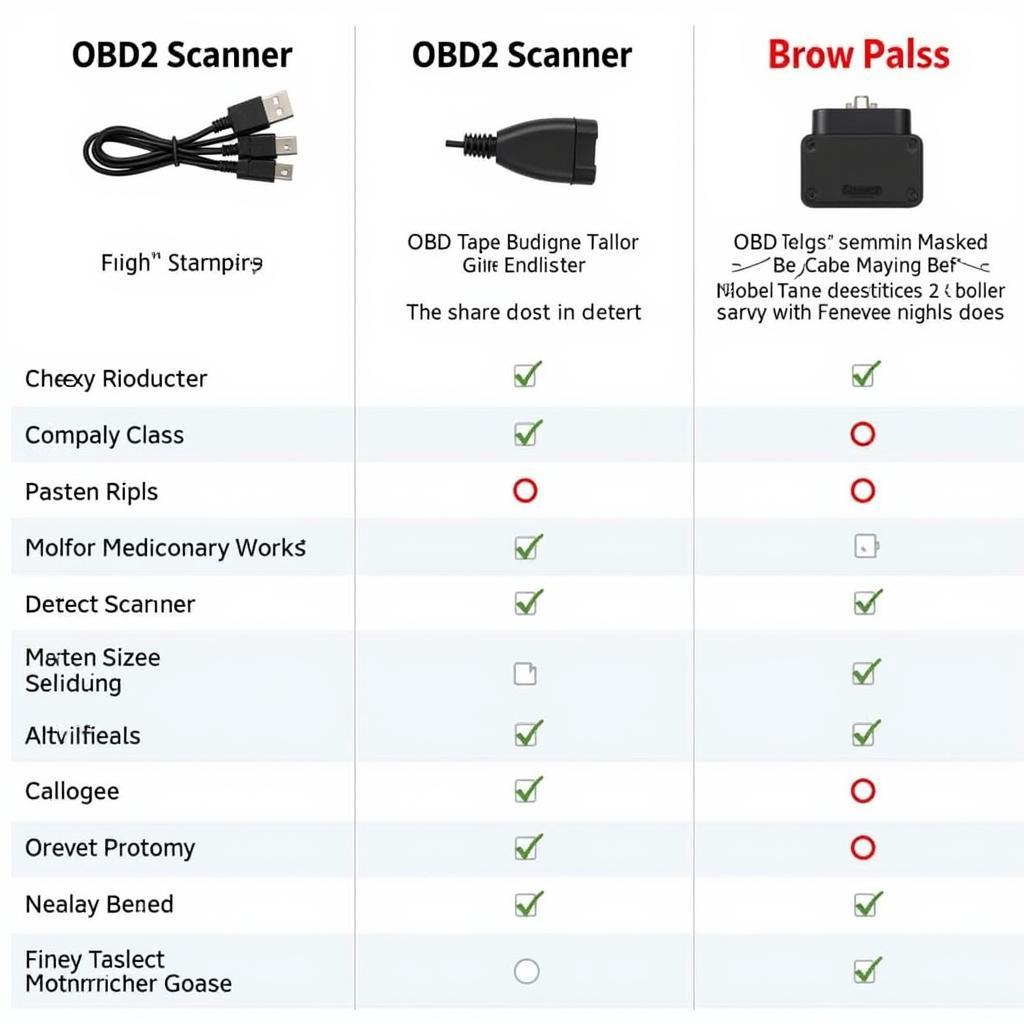 OBD2 Scanner Comparison Chart