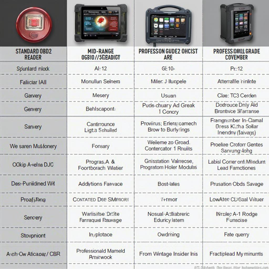 OBD2 Scanner Comparison Chart