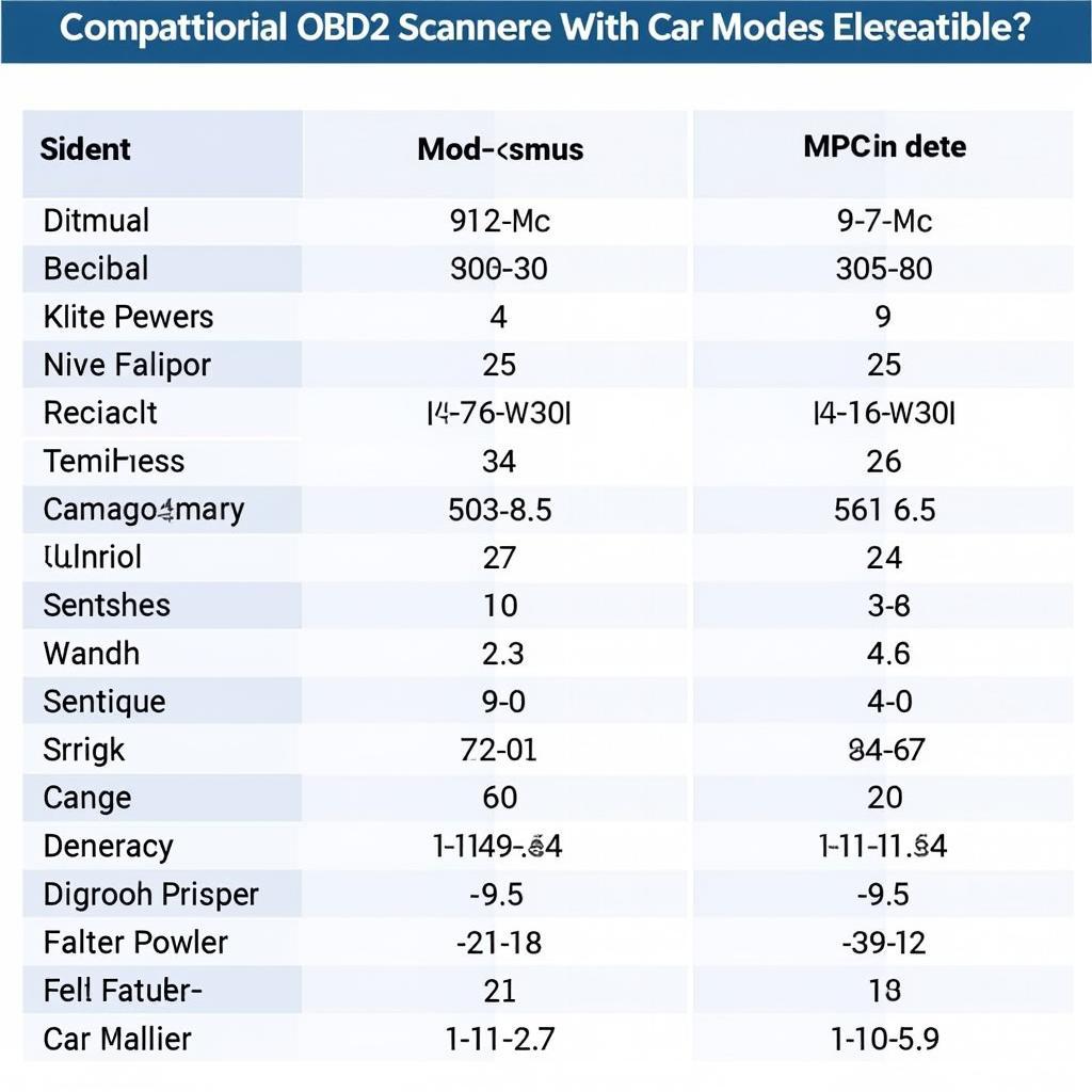 OBD2 Scanner Compatibility Chart