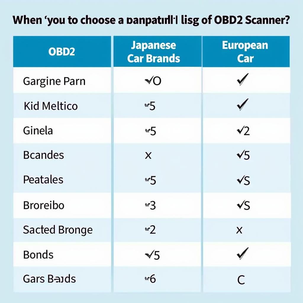 OBD2 Scanner Compatibility Chart for Different Car Makes