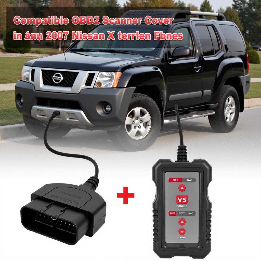 An OBD2 scanner plugged into the port of a 2007 Xterra