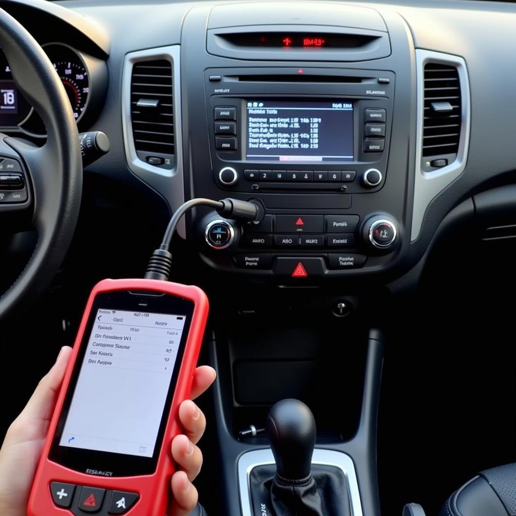 OBD2 Scanner Connected to a 2013 Kia Forte