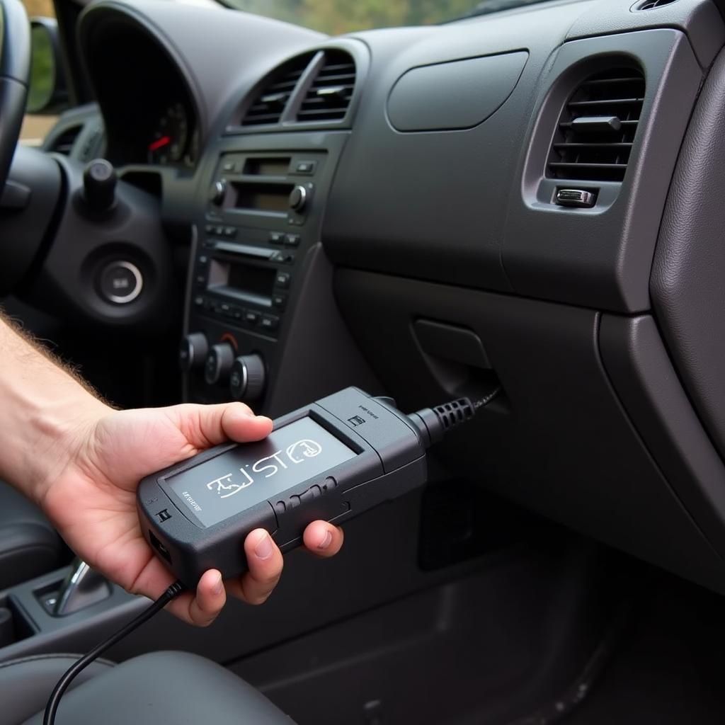 An OBD2 scanner connected to a 2005 Astra