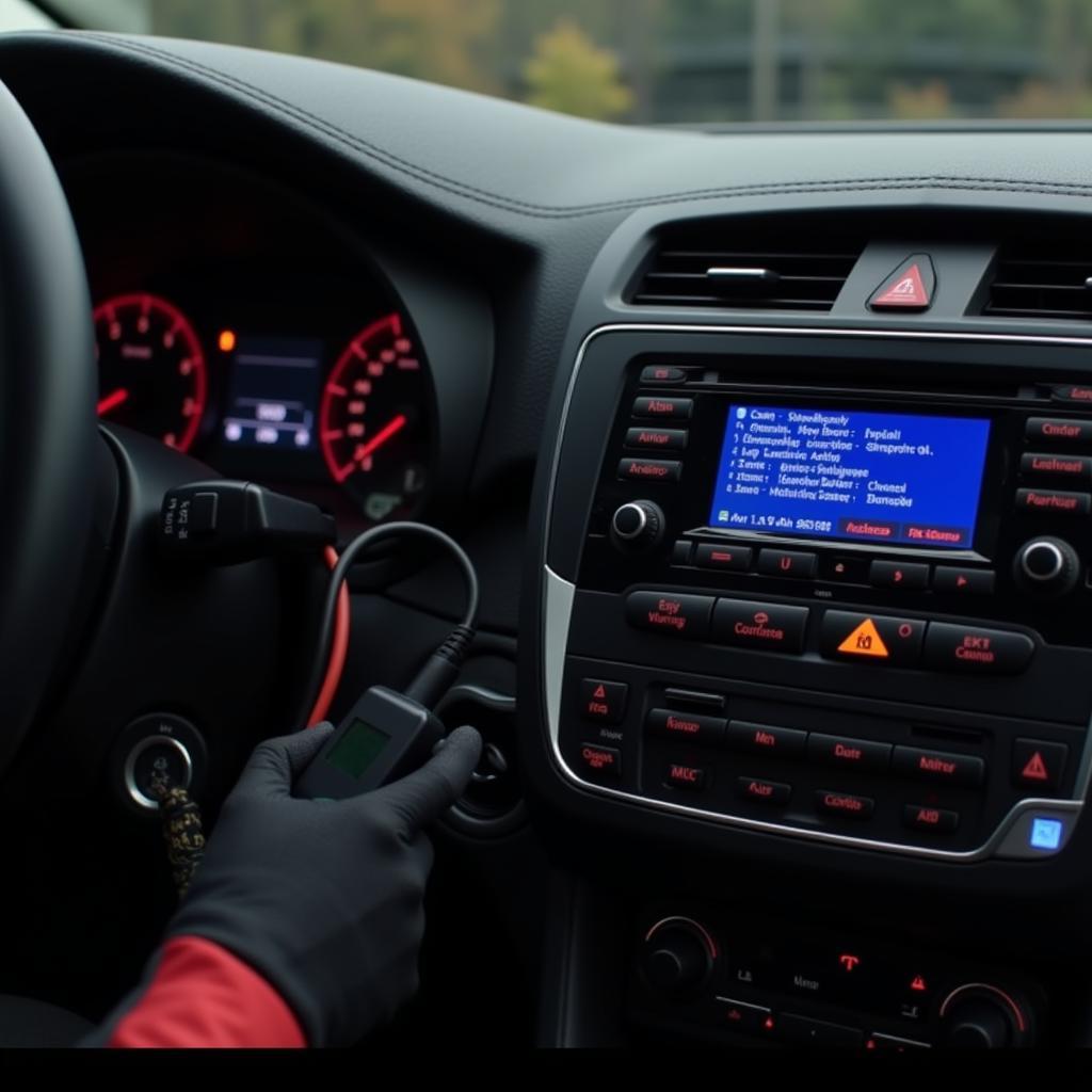 Car with OBD2 Scanner Connected