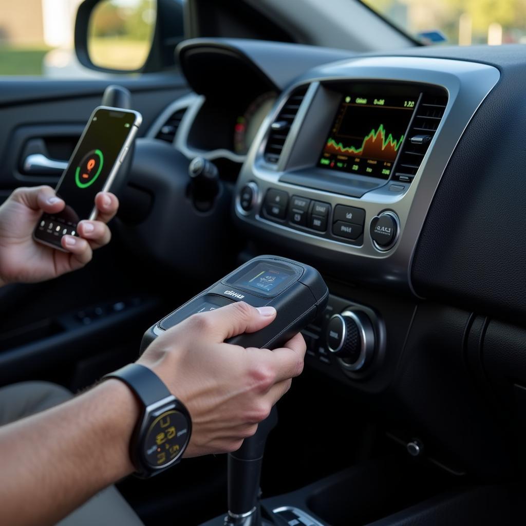 OBD2 Scanner Connected to Car for Diagnostics