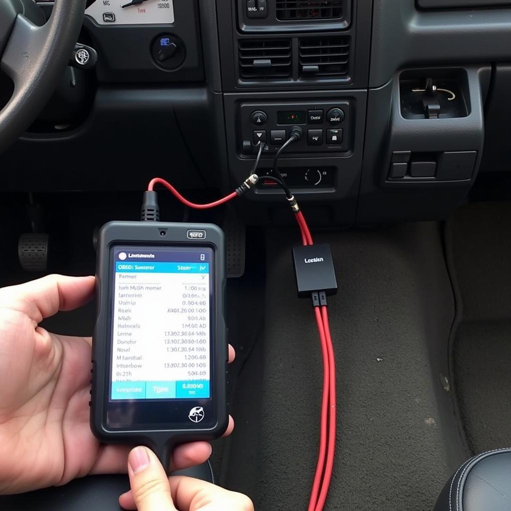 OBD2 Scanner Connected to a 1992 Ford Ranger