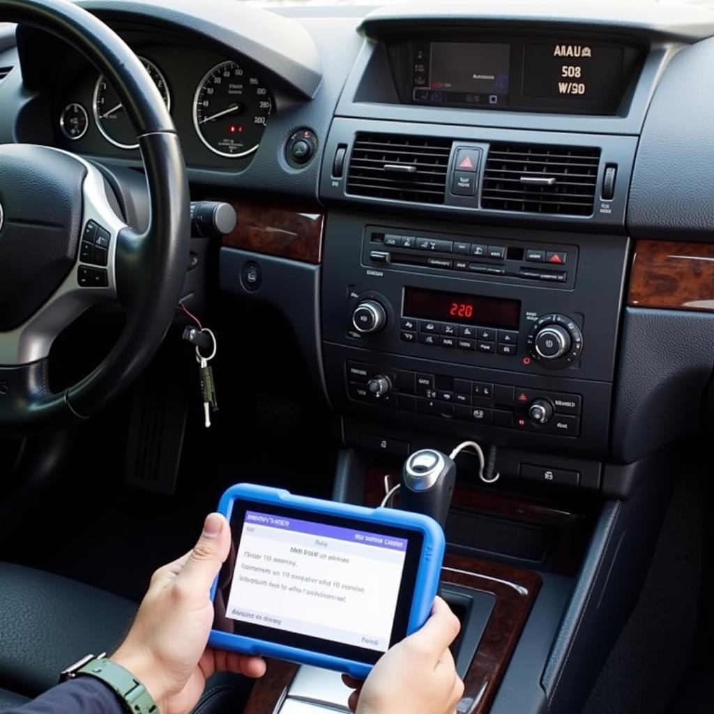 OBD2 Scanner in Use on a 2002 BMW X5