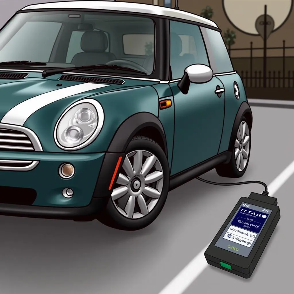  OBD2 Scanner Connected to a 2002 Mini Cooper