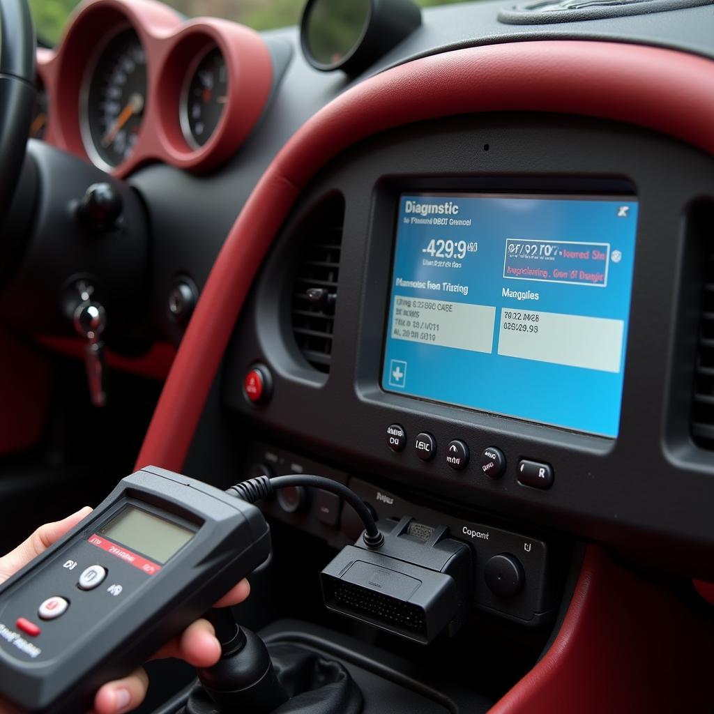 OBD2 Scanner in Use on a 2005 Morgan Roadster