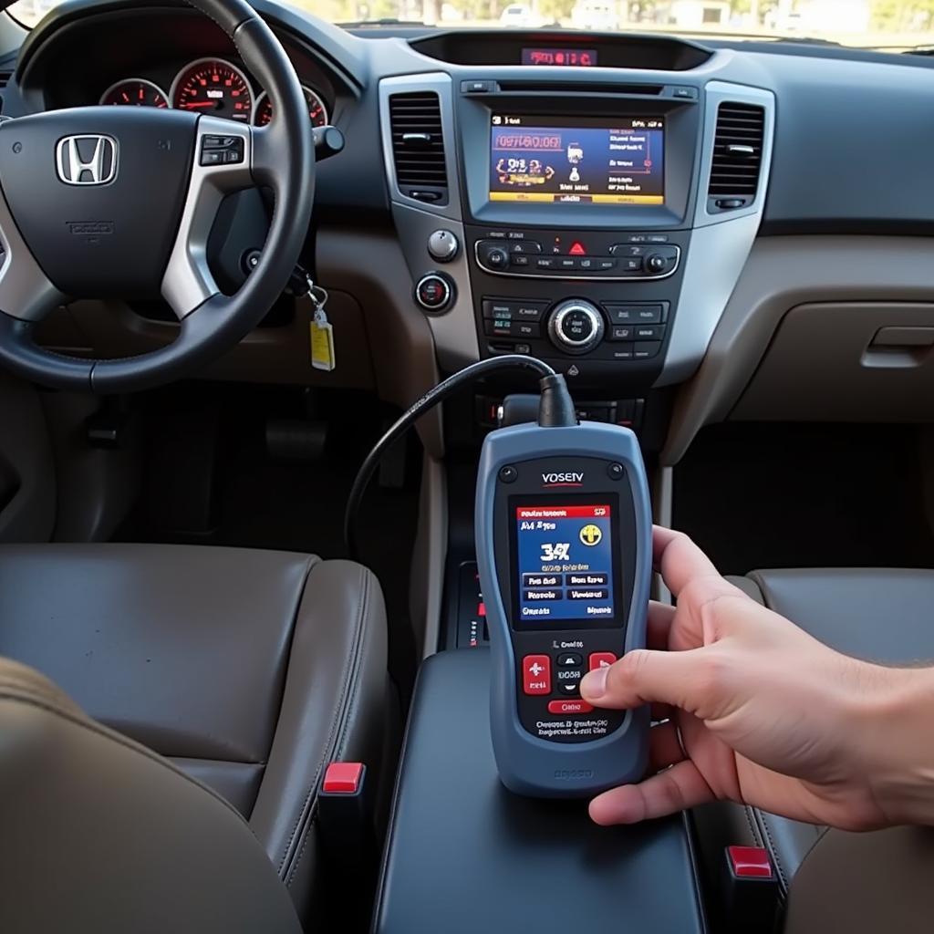 OBD2 Scanner in Use on a 2006 Honda Pilot