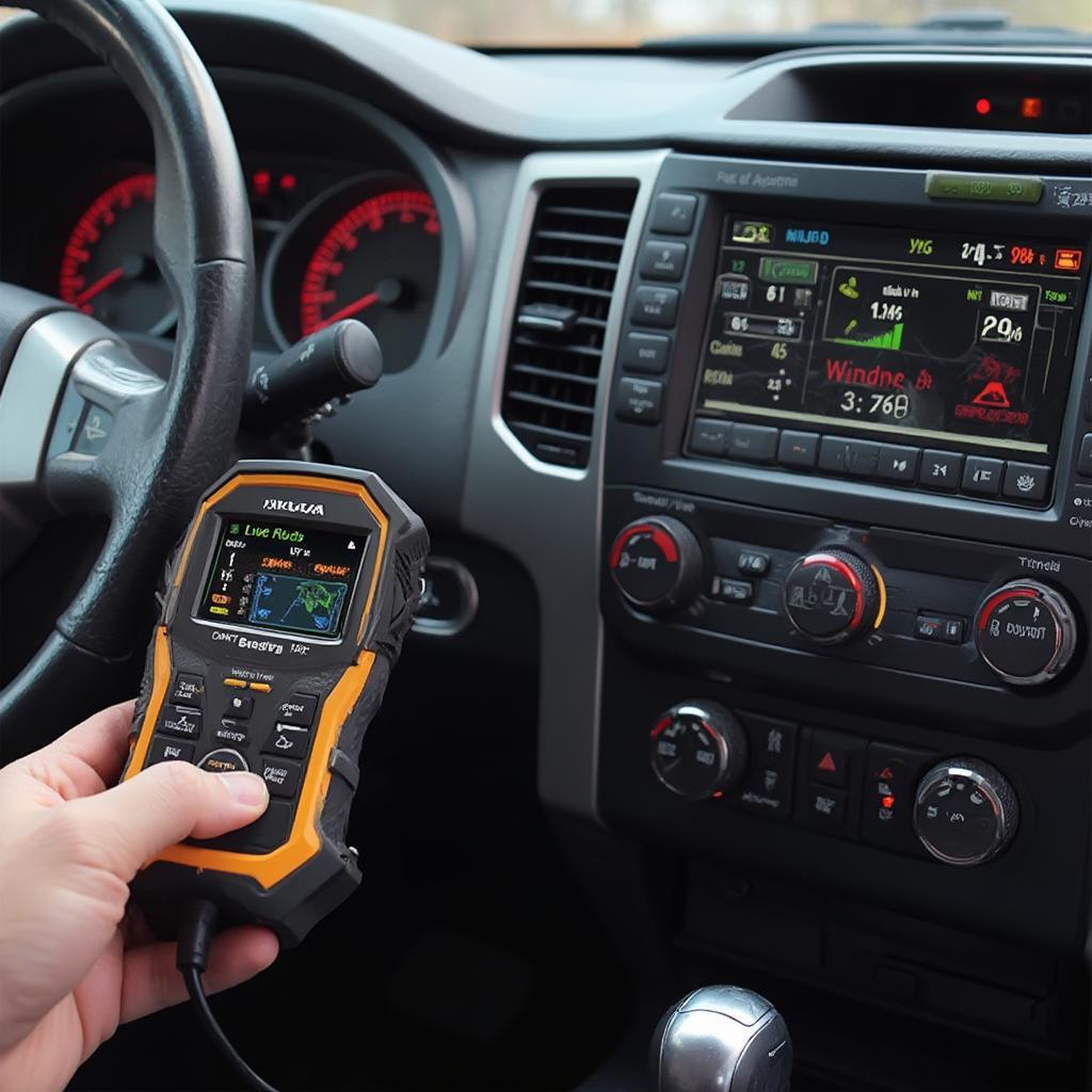 OBD2 Scanner Connected to 2006 Toyota Tundra Displaying Live Data