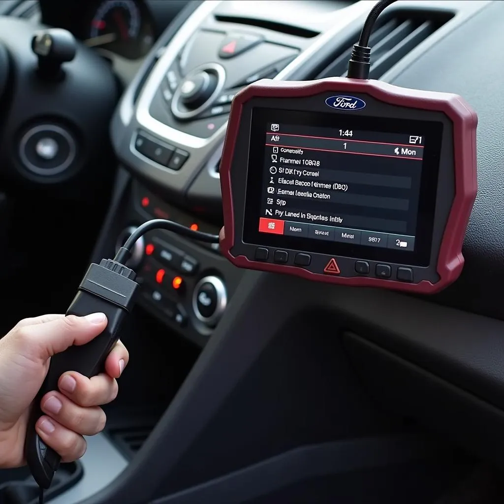  OBD2 scanner connected to a 2016 Ford Fiesta ST