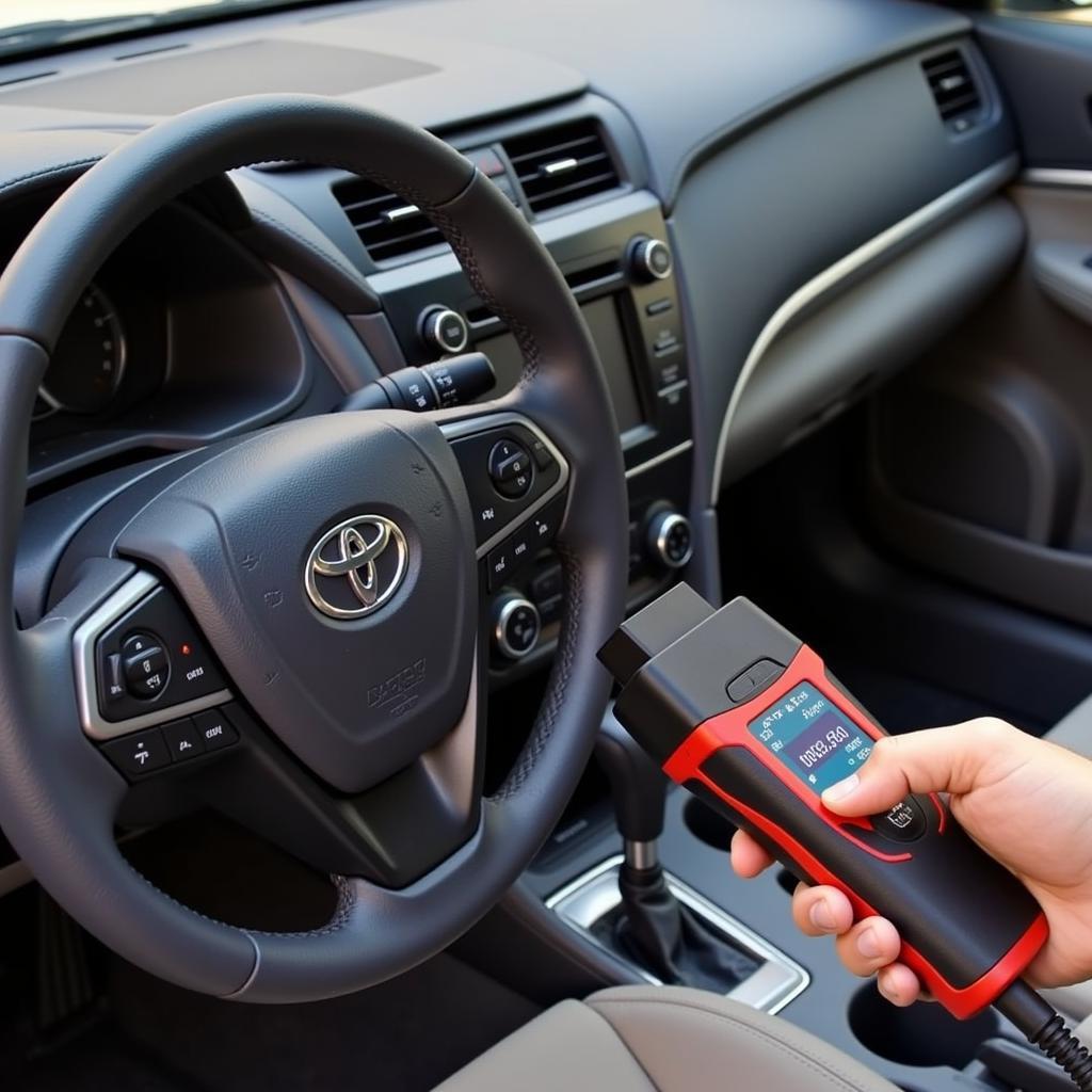 OBD2 Scanner in Use on a 2017 Toyota Camry