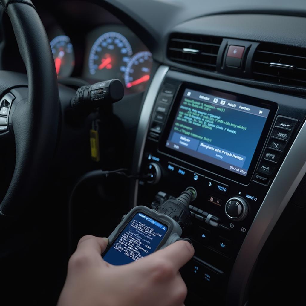 OBD2 scanner connected to Acura Atereo