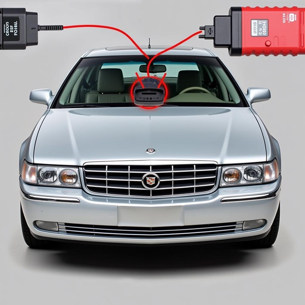  OBD2 Scanner Connected to Cadillac Seville 