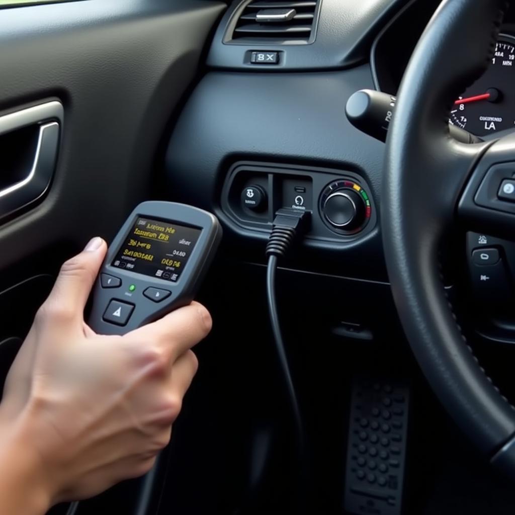 OBD2 Scanner Connected to a Car's OBD2 Port