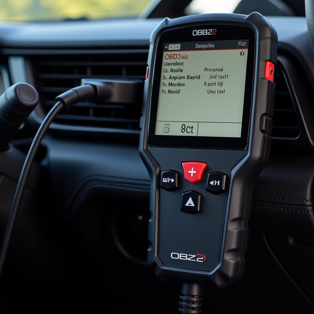 OBD2 Scanner Connected to a Car's OBD2 Port