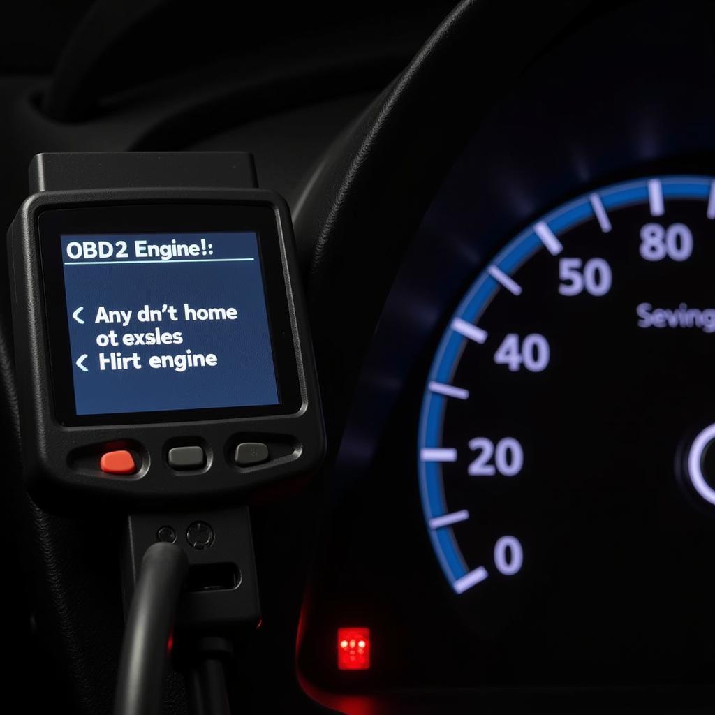 OBD2 scanner connected to a car's OBD2 port